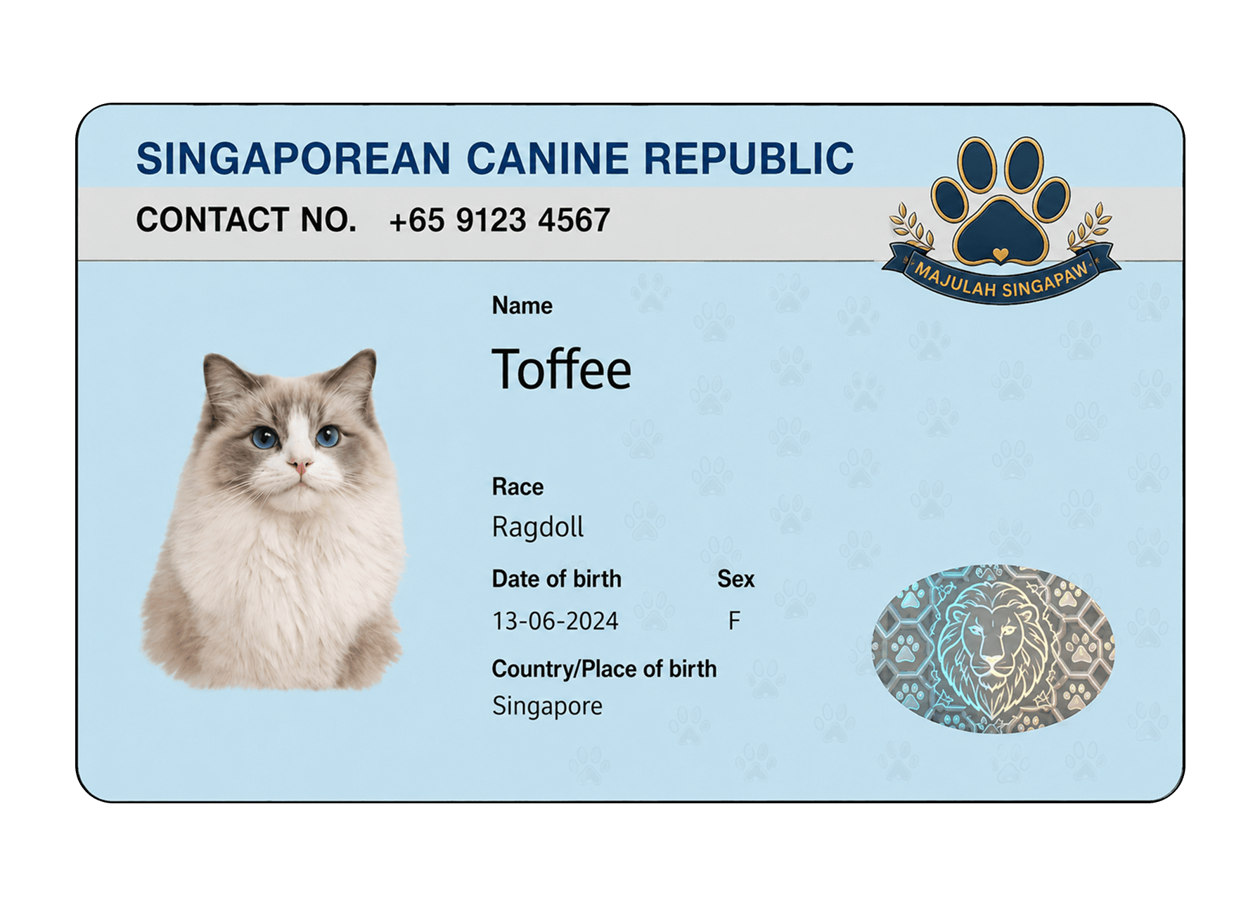 Pet ID card